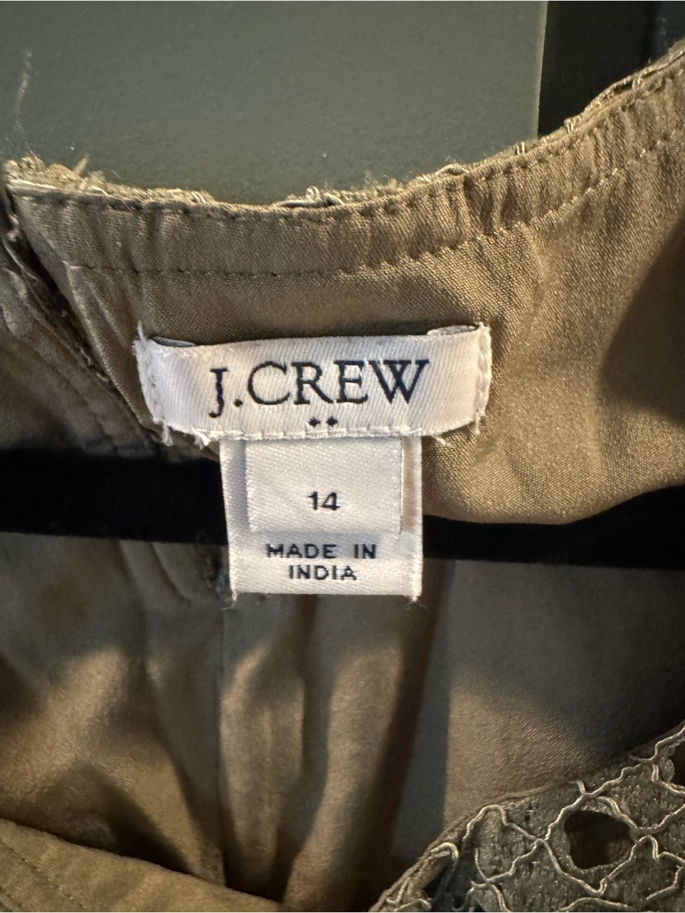 J. Crew Sage Green Crochet Short Sleeve Blouse - Size 14 - Picture 2 of 5